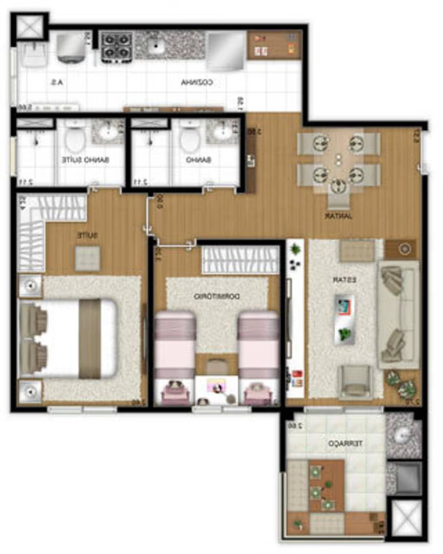 Apatamento de 2 dormitórios Flex Jundiaí