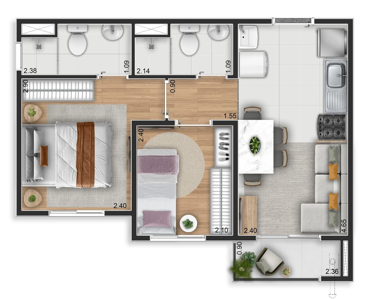 ELEV IPIRANGA 1 DORMITORIO 25M²