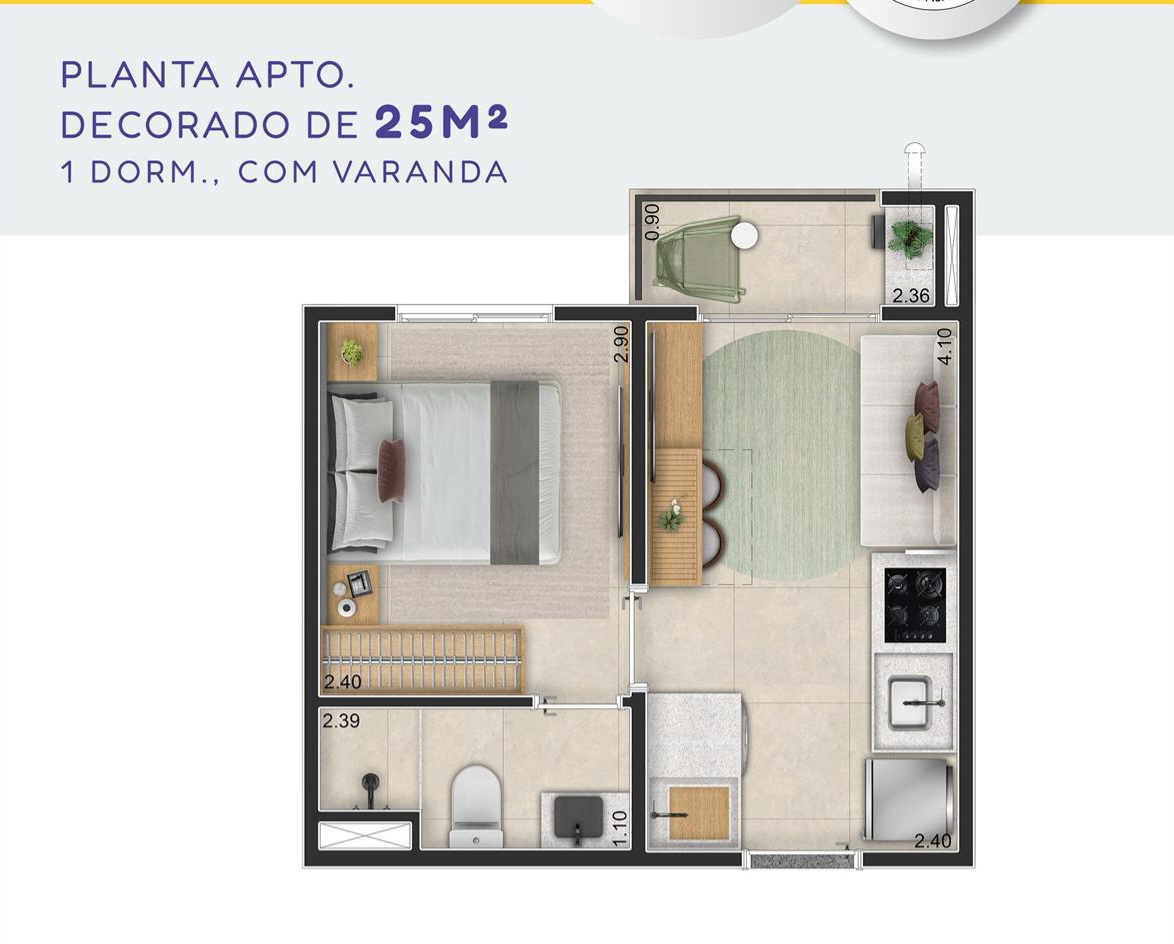 ELEV IPIRANGA 1 DORMITORIO 25M²