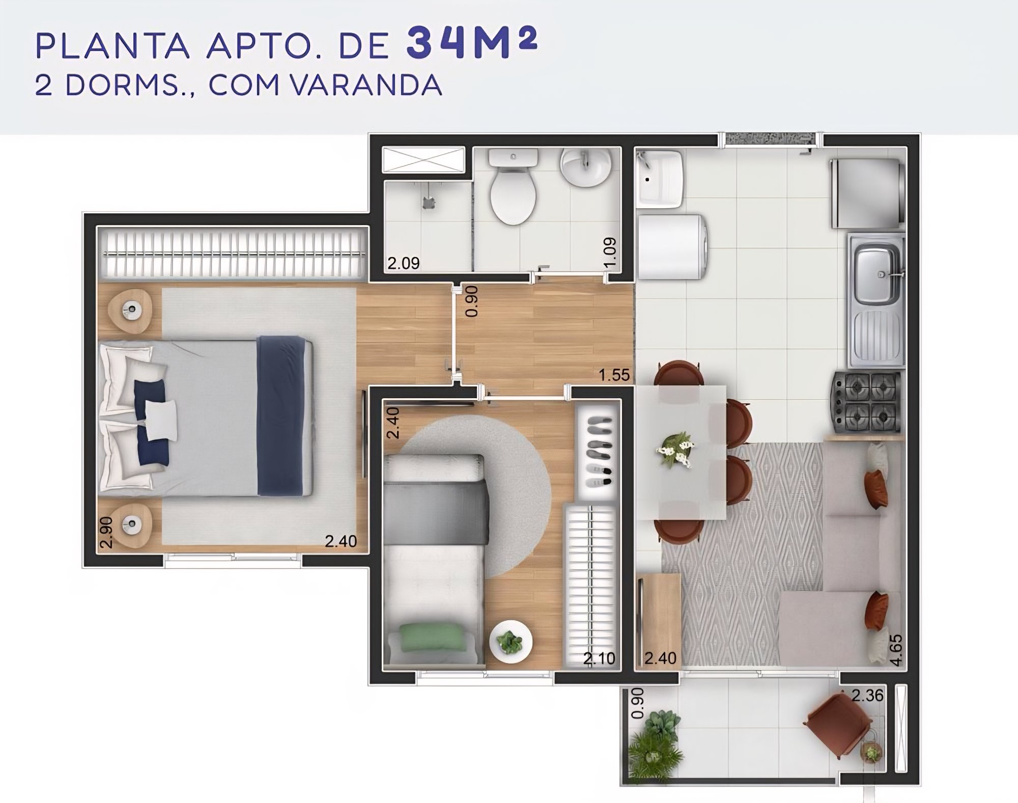 ELEV IPIRANGA 1 DORMITORIO 25M²
