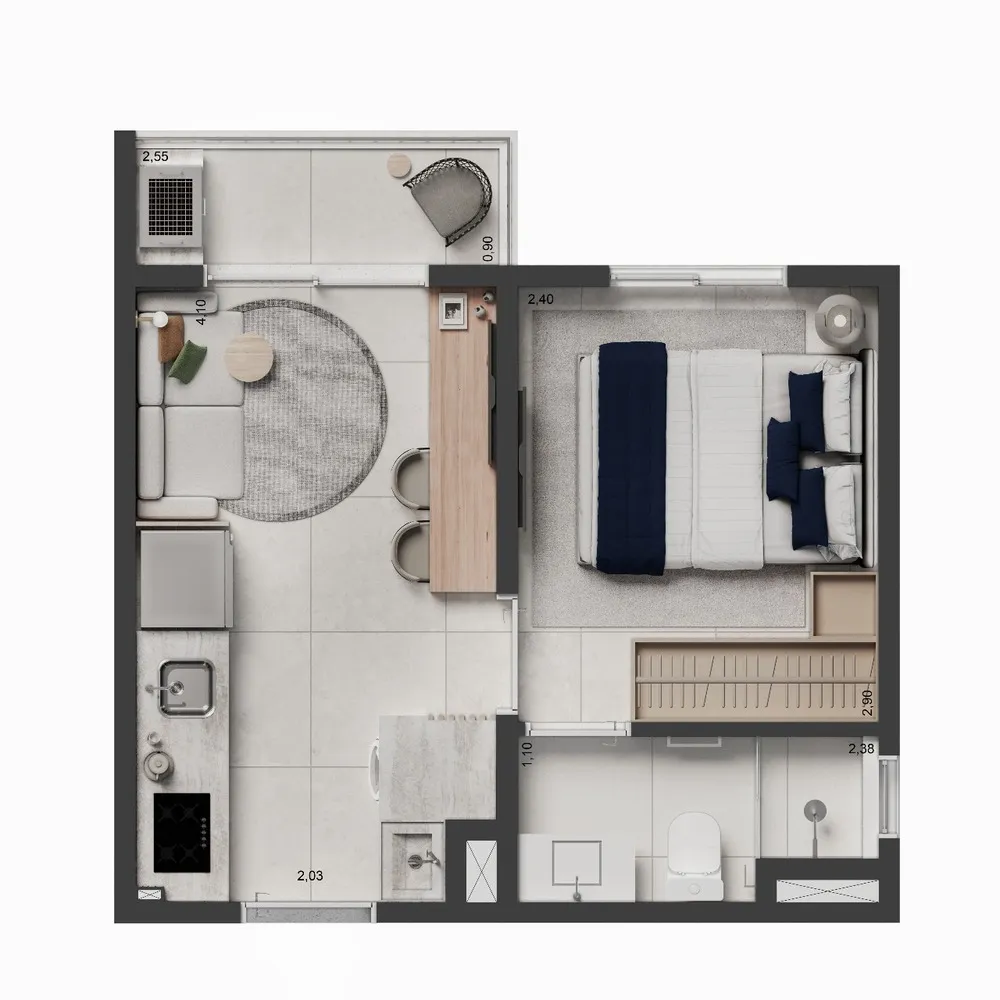 ELEV PARK SACOMÃ 1 Dorm 25m²