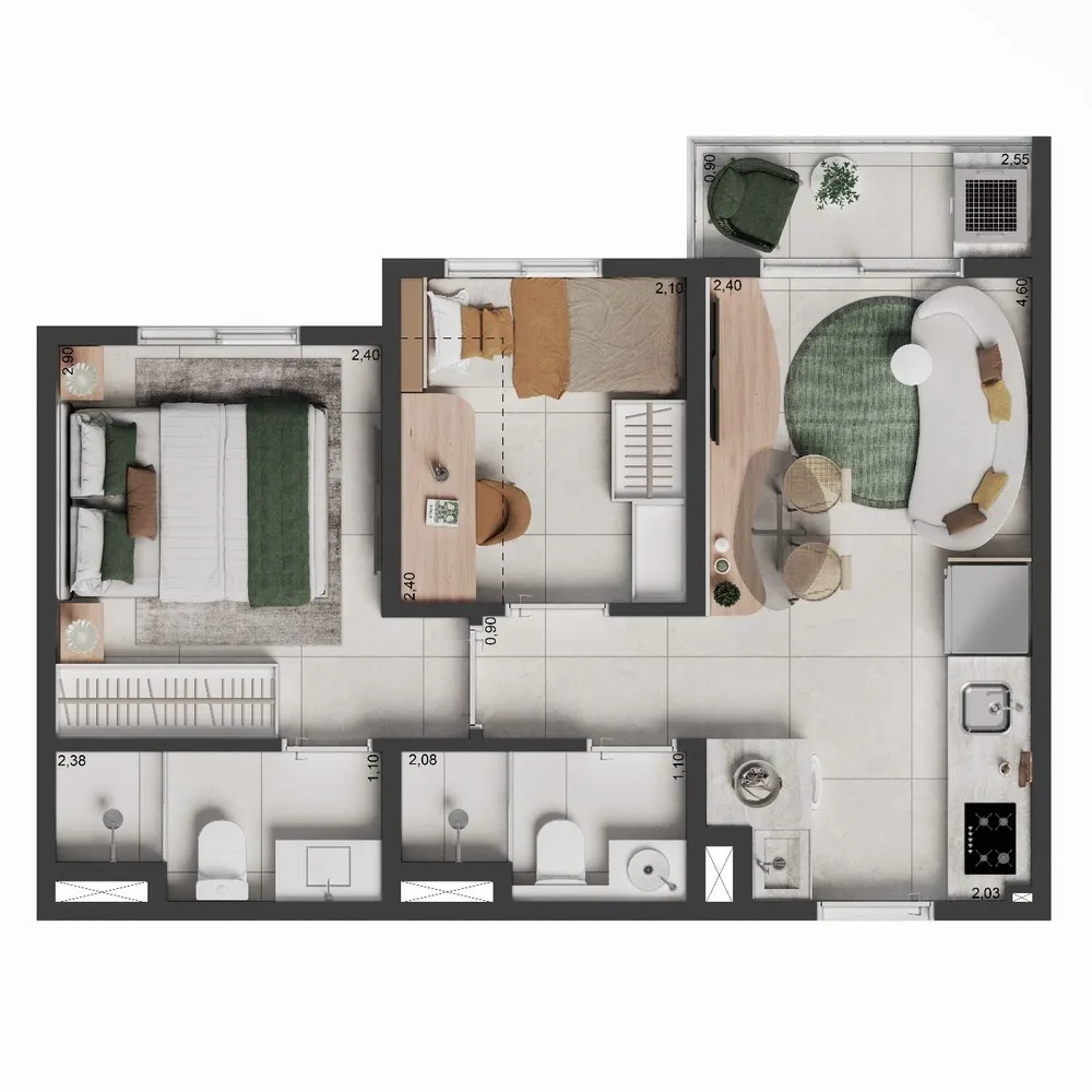 ELEV PARK SACOMÃ 1 Dorm 25m²
