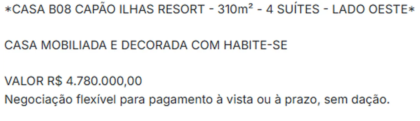 Capão Ilhas Resort Lado Oeste - Beralv